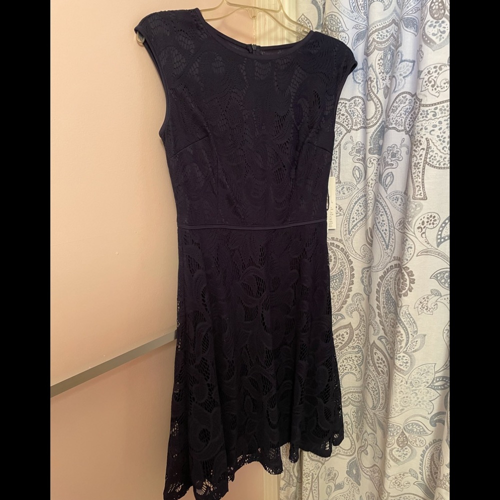 Navy blue cap sleeve dress
